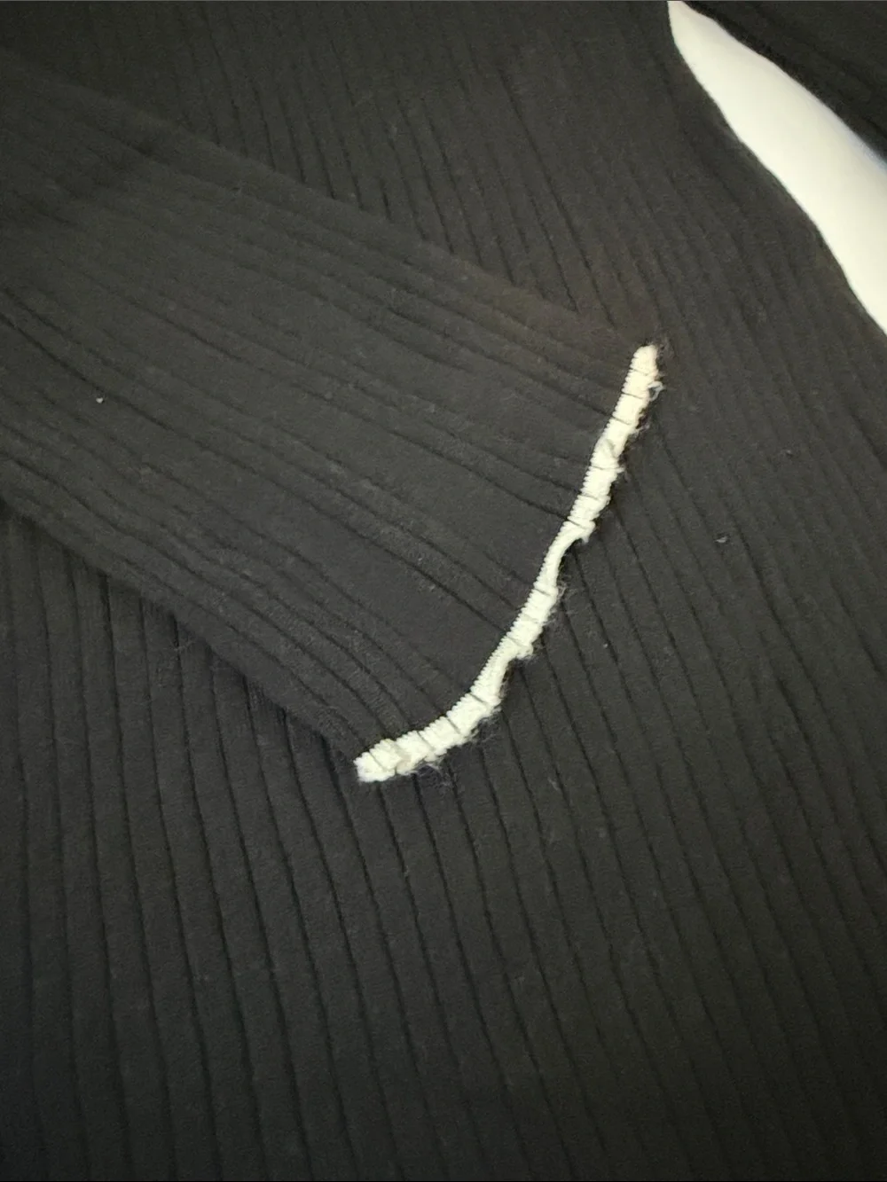 H&M Black Ribbed Long-Sleeve Girls Dress with White Trim